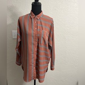 Women’s Shirt Blouse button up  Striped long Sleeves